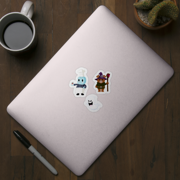 PASTRY CHEF, A BEAR MAGICIAN ADVENTURER AND A GHOST STICKER PACK by droidmonkey